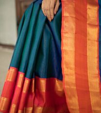 Deep Blue Kanchipuram Silk Saree4