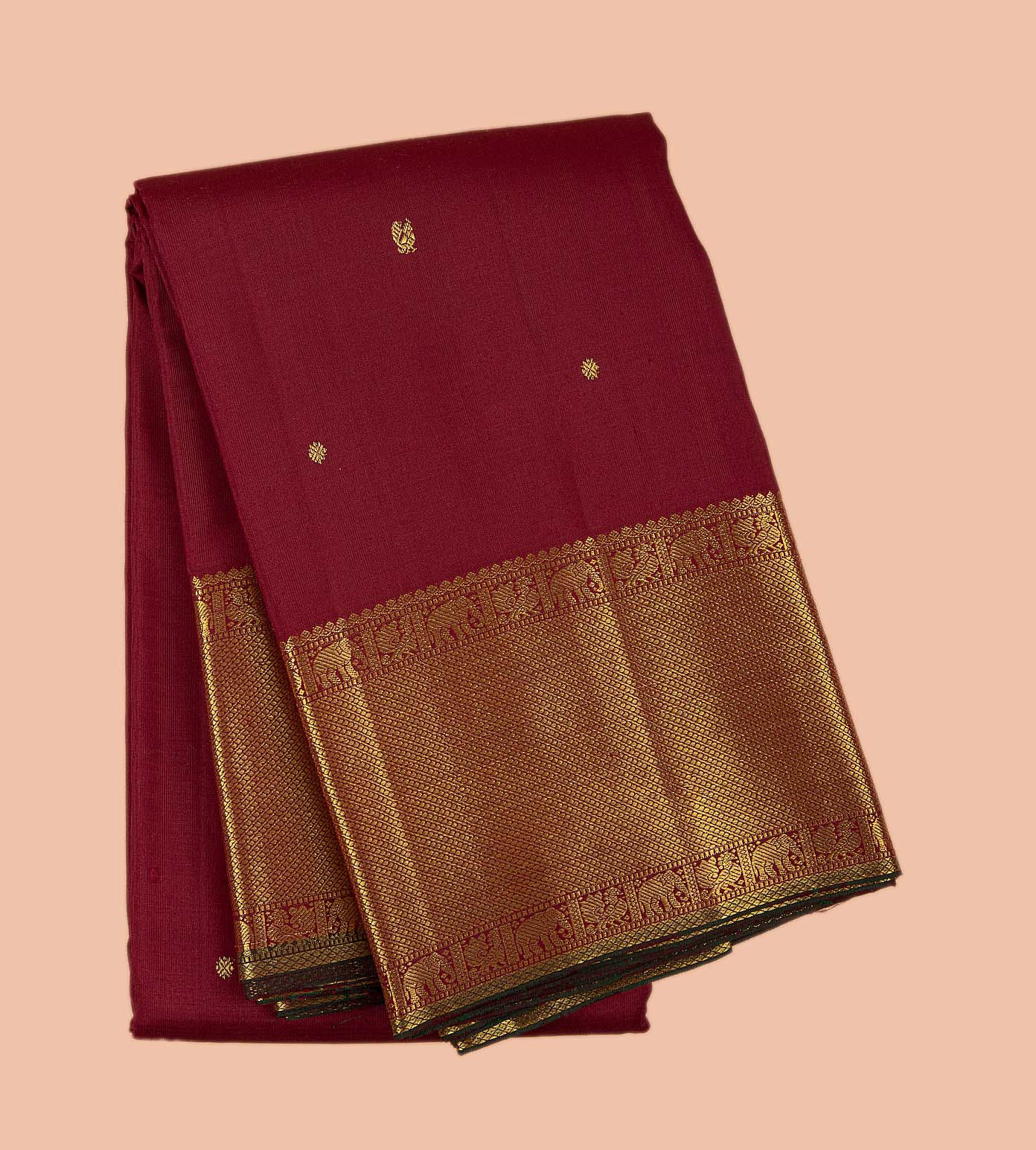 Kanchi Pattu Sarees - Dark maroon kanchipuram silk saree in gold zari  border ❤️ 🛒 Click the link to see price  https://kanjivaramsilks.com/wedding-sarees-online/ 📱 WhatsApp: 9677063537  Fabric: Pure kanchipuram silk Zari : 2