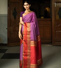Violet Kanchipuram Silk Saree1
