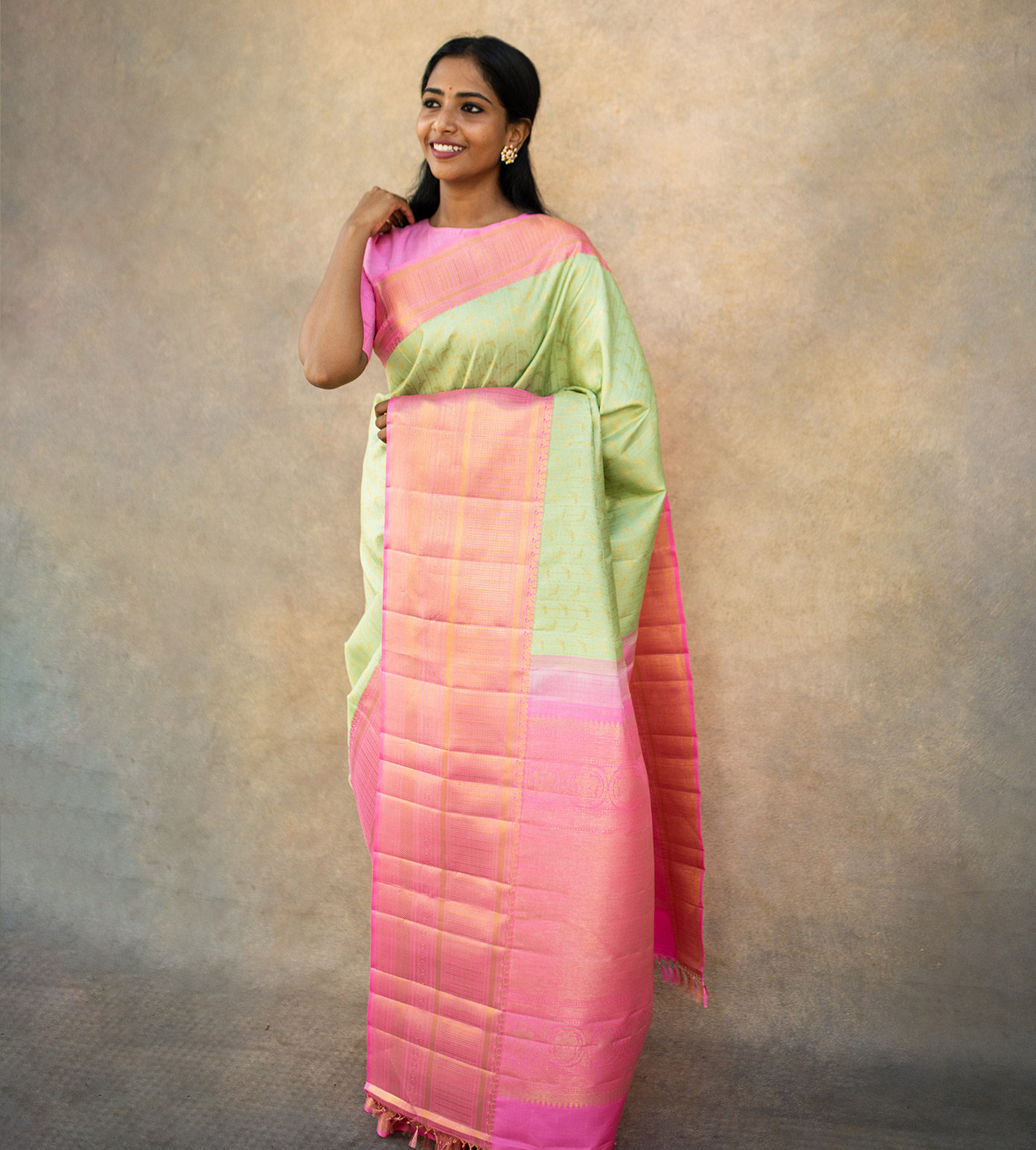 Pistachio Green Kanchipuram Silk Saree