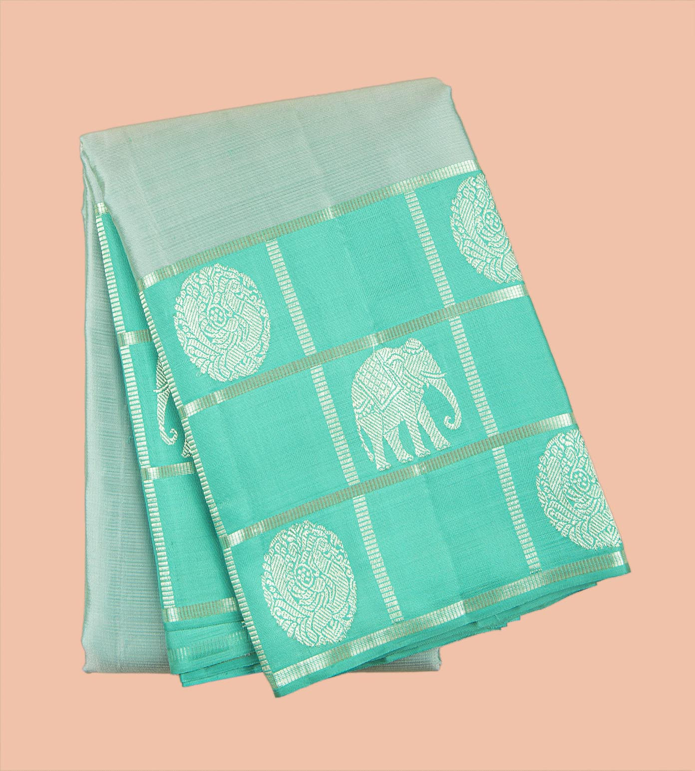 Pastel Blue Kanchipuram Silk Saree