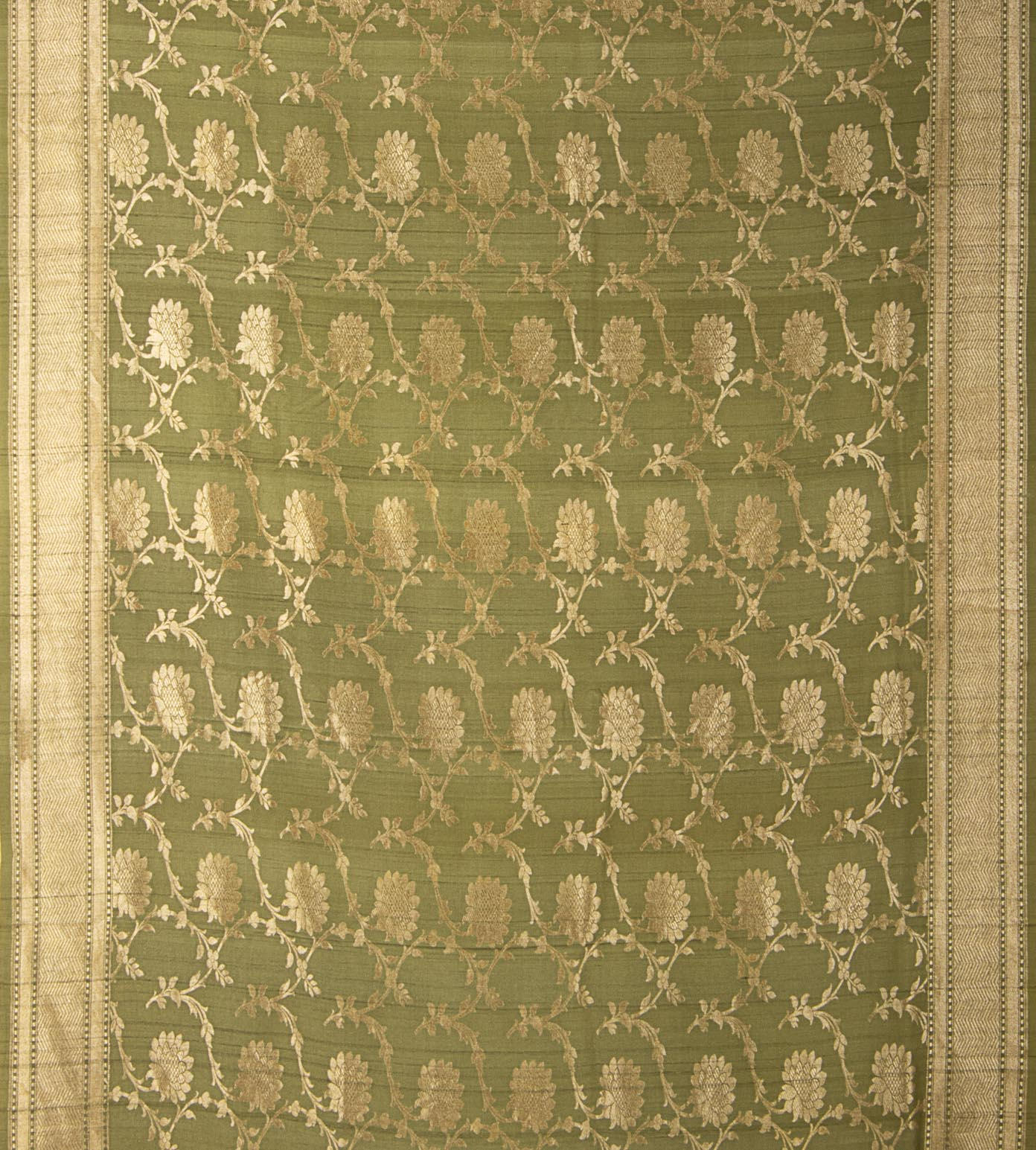 Green Tussar Georgette Saree2