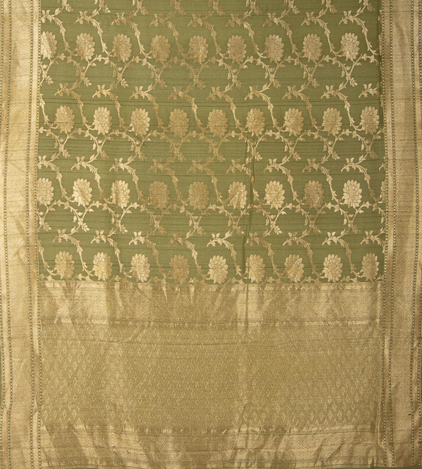 Green Tussar Georgette Saree3