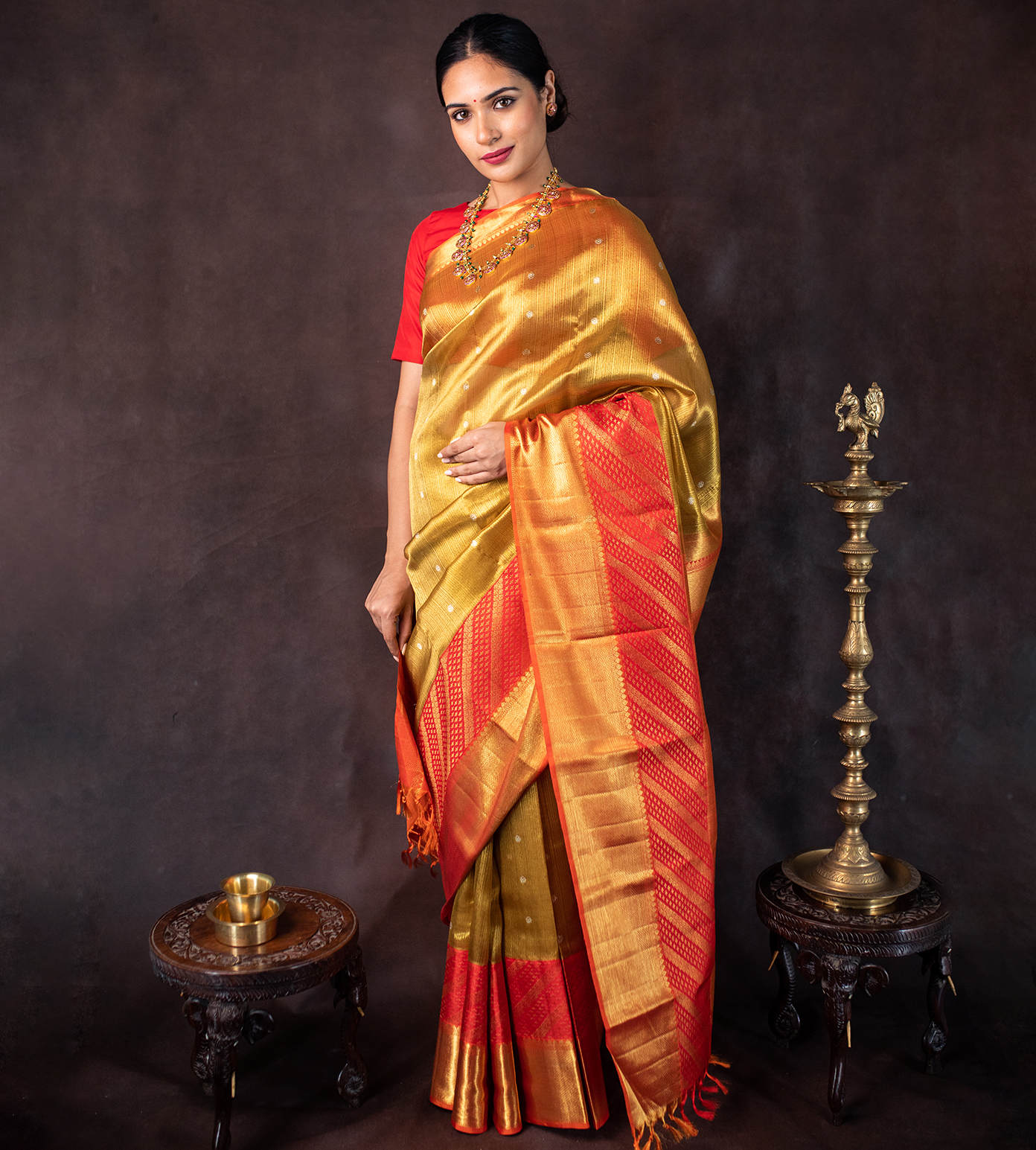 Gold Kanchipuram Silk Saree