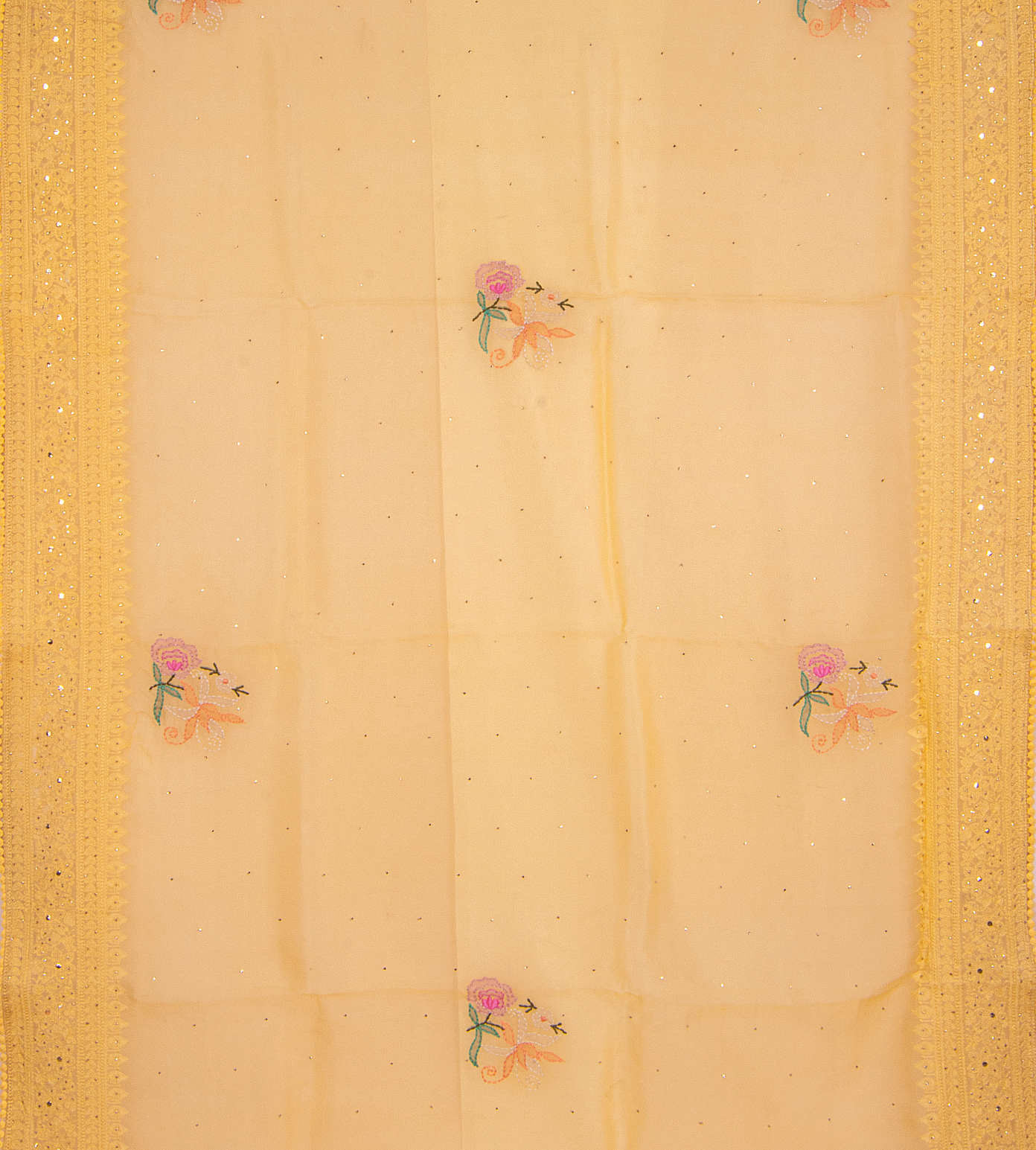 Yellow Organza Embroidery Saree2
