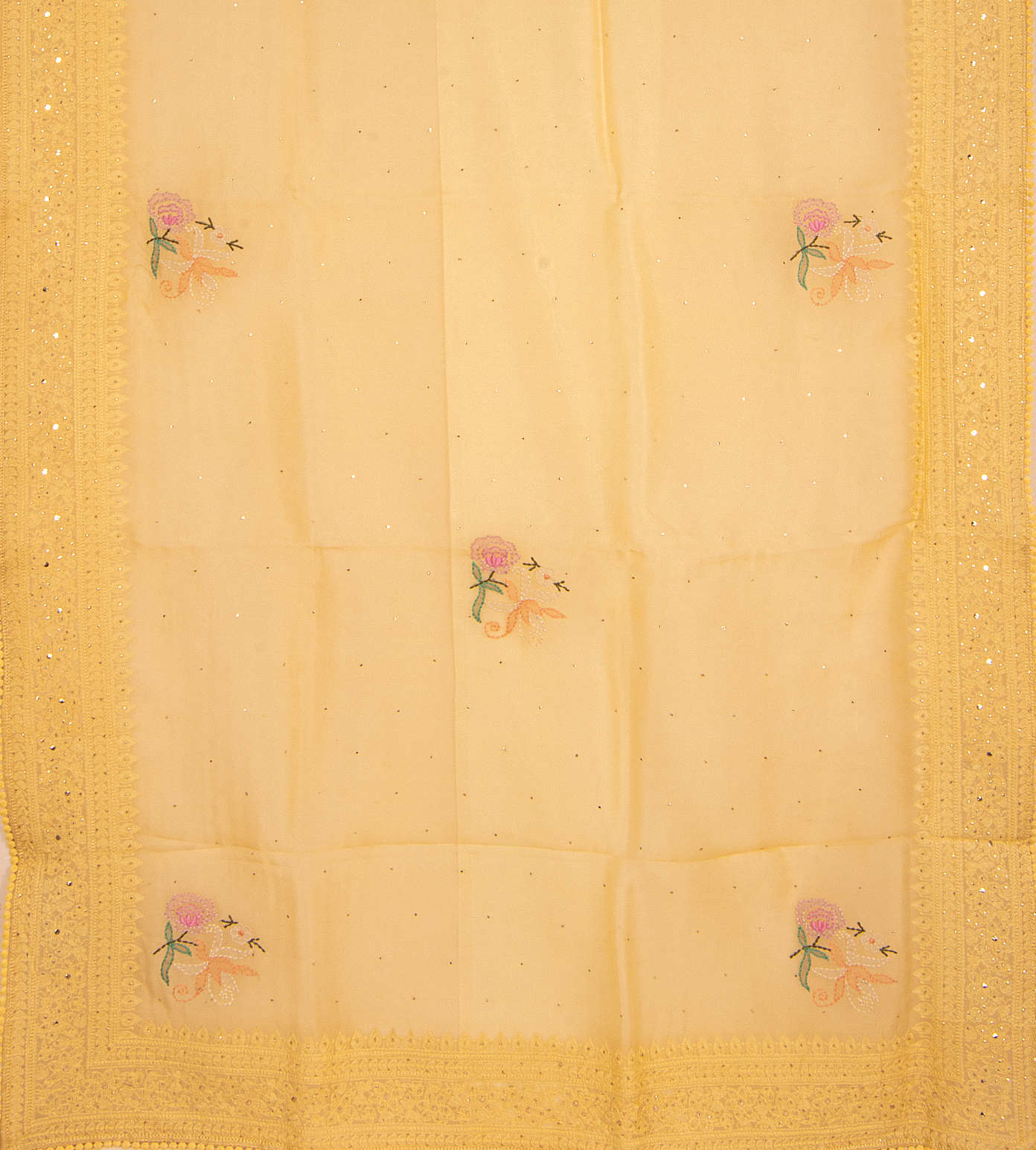 Yellow Organza Embroidery Saree3