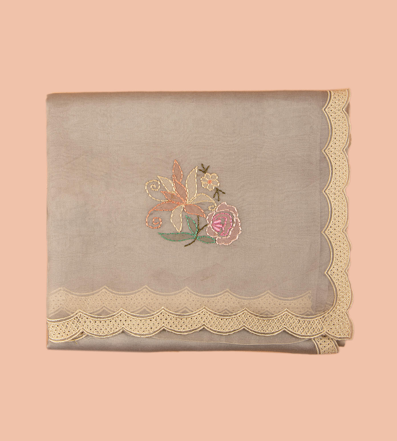 Grey Organza Embroidery Saree1