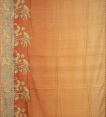 Vermillion Red Tussar Embroidery Saree2