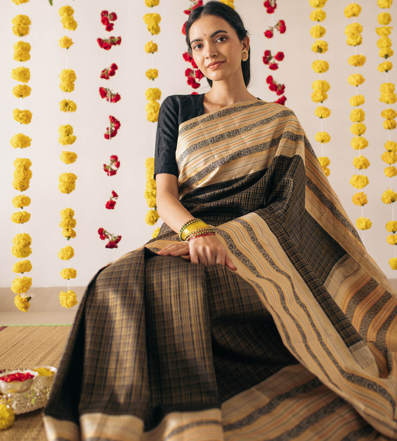 Black Saree in Soft Silk for women - Clothsvilla