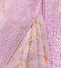 Light Purple Organza Embroidered Saree2