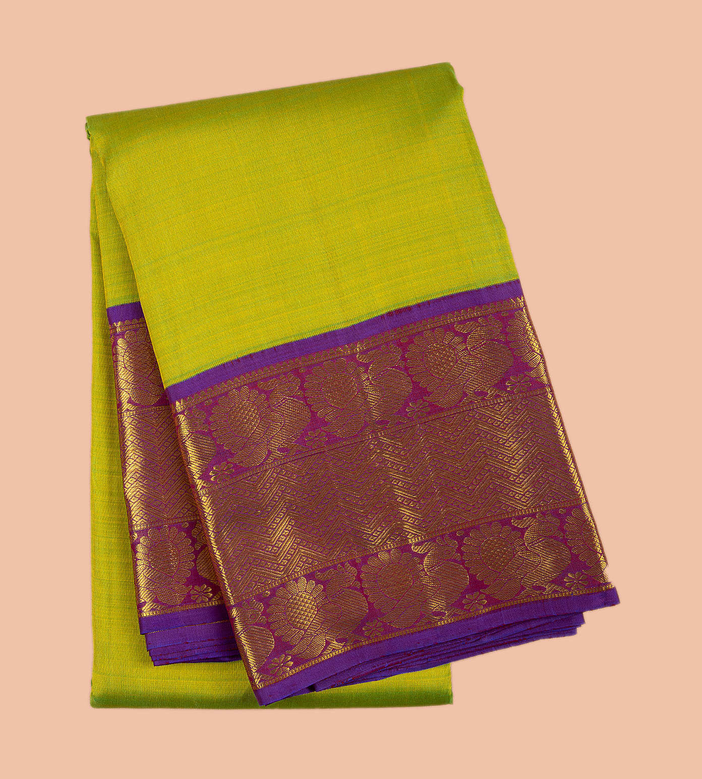 Lime Green Kanchipuram Silk Saree