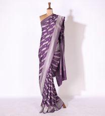 Purple Banaras Crepe Saree1