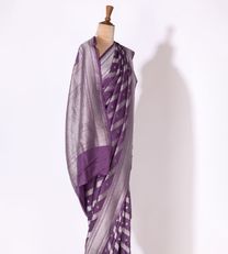 Purple Banaras Crepe Saree2