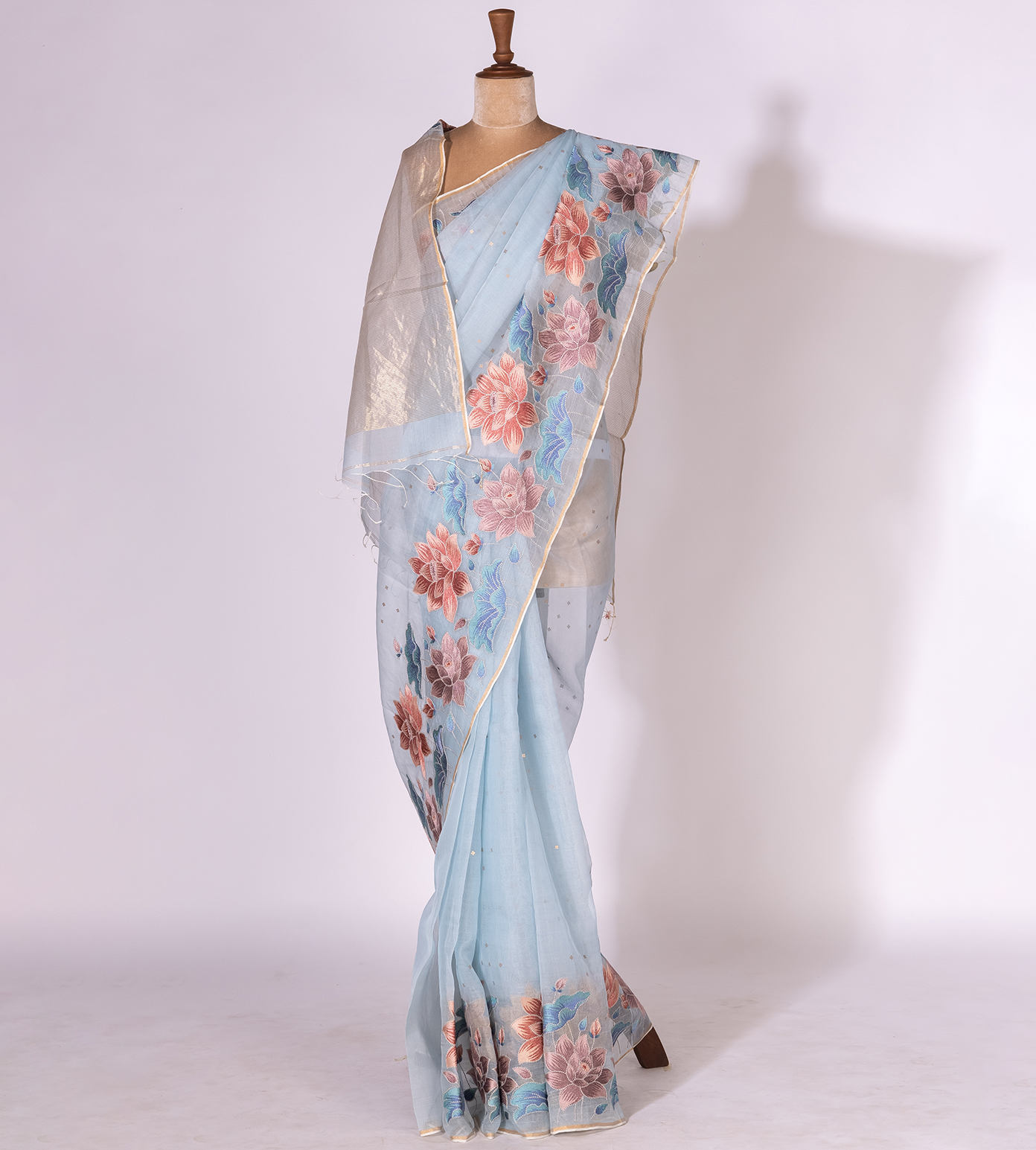 Light Blue Organza embroidery Saree