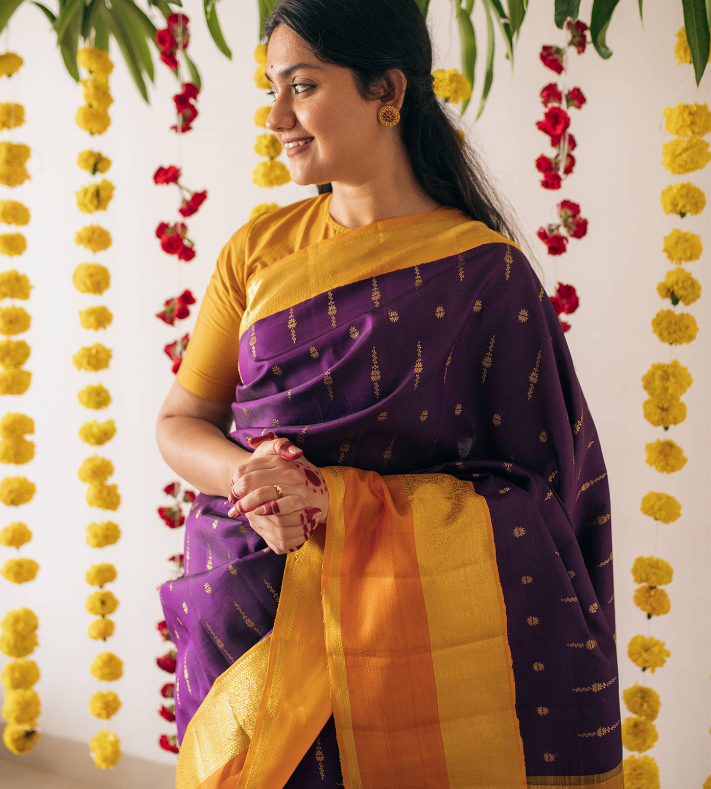 FaceDeal Wedding Designer Yellow Color Banarsi Silk Saree With Blouse Piece  (95)
