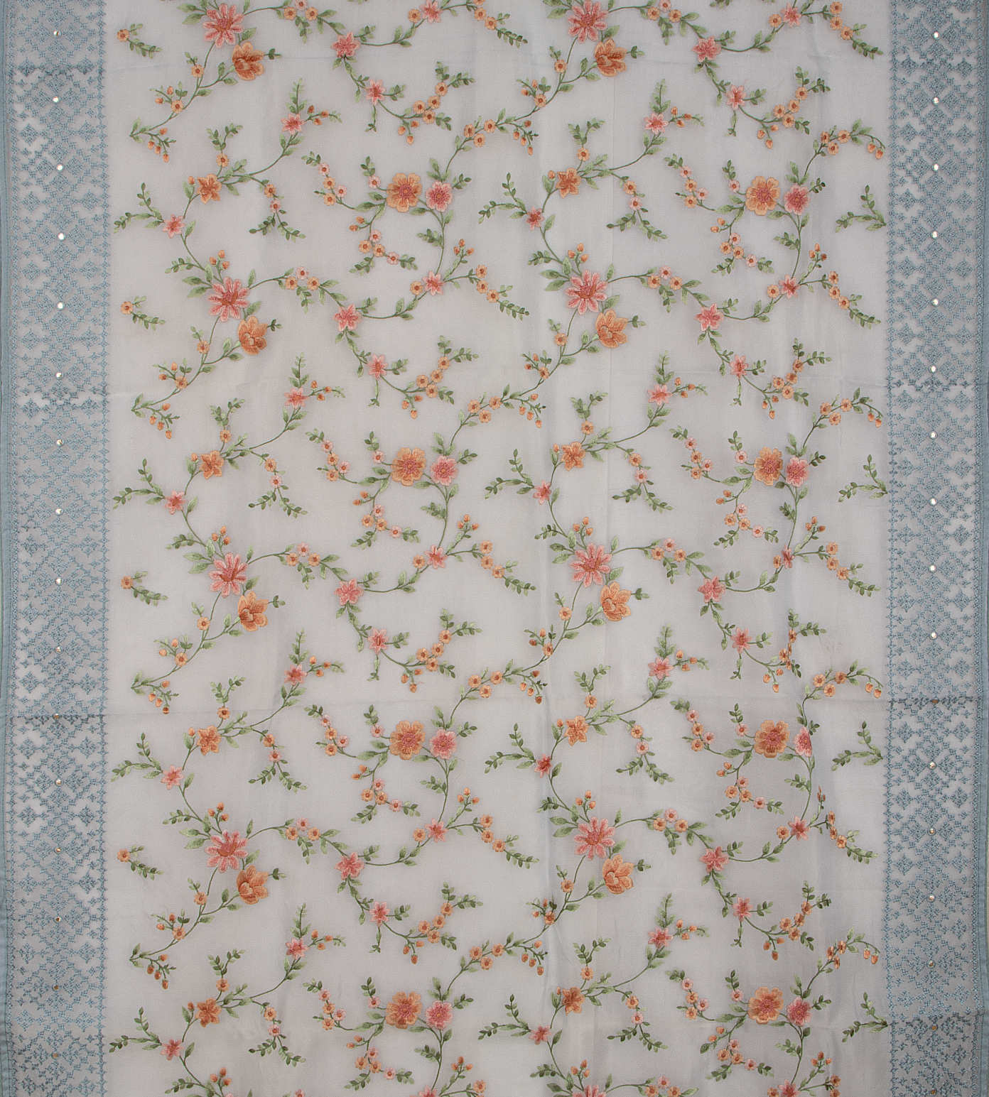 Light Blue Organza Embroidery Saree2