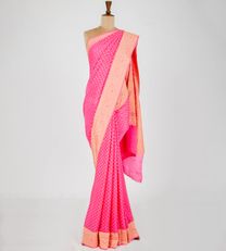 Pink Banaras Crepe Saree1