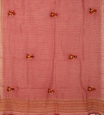 Pink Linen Embroidery Saree3