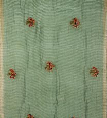 Light Green Linen Embroidery Saree2