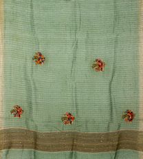 Light Green Linen Embroidery Saree3