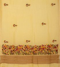 Light Yellow Linen Embroidery Saree3