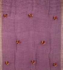 Dark Pink Linen Embroidery Saree2