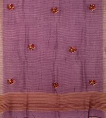 Dark Pink Linen Embroidery Saree3