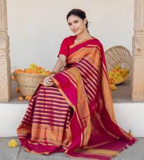 Pinkish Red Kanchipuram Silk Saree3