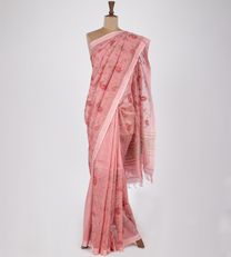 Pink Linen Saree1