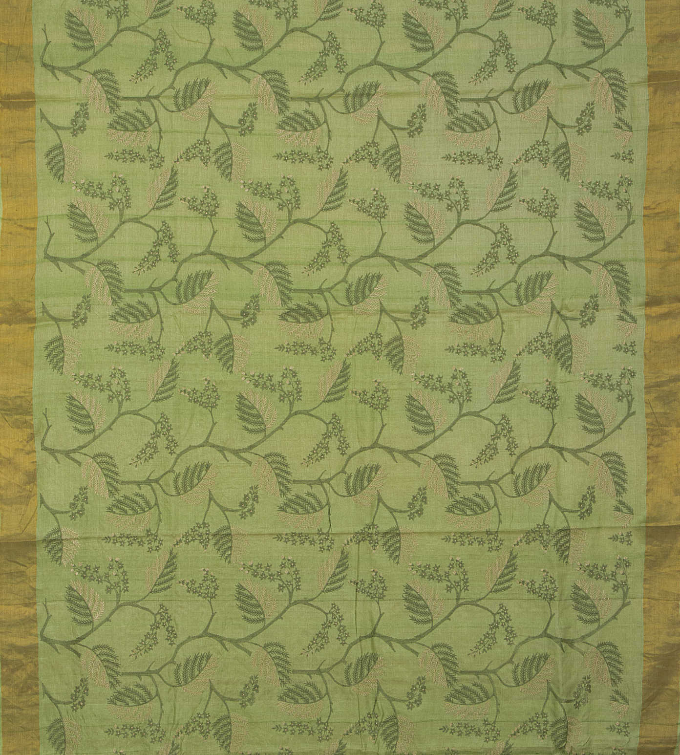 Light Green Tussar Embroidery Saree2