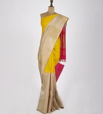 Beige And Yellow Kanchipuram Silk Saree1