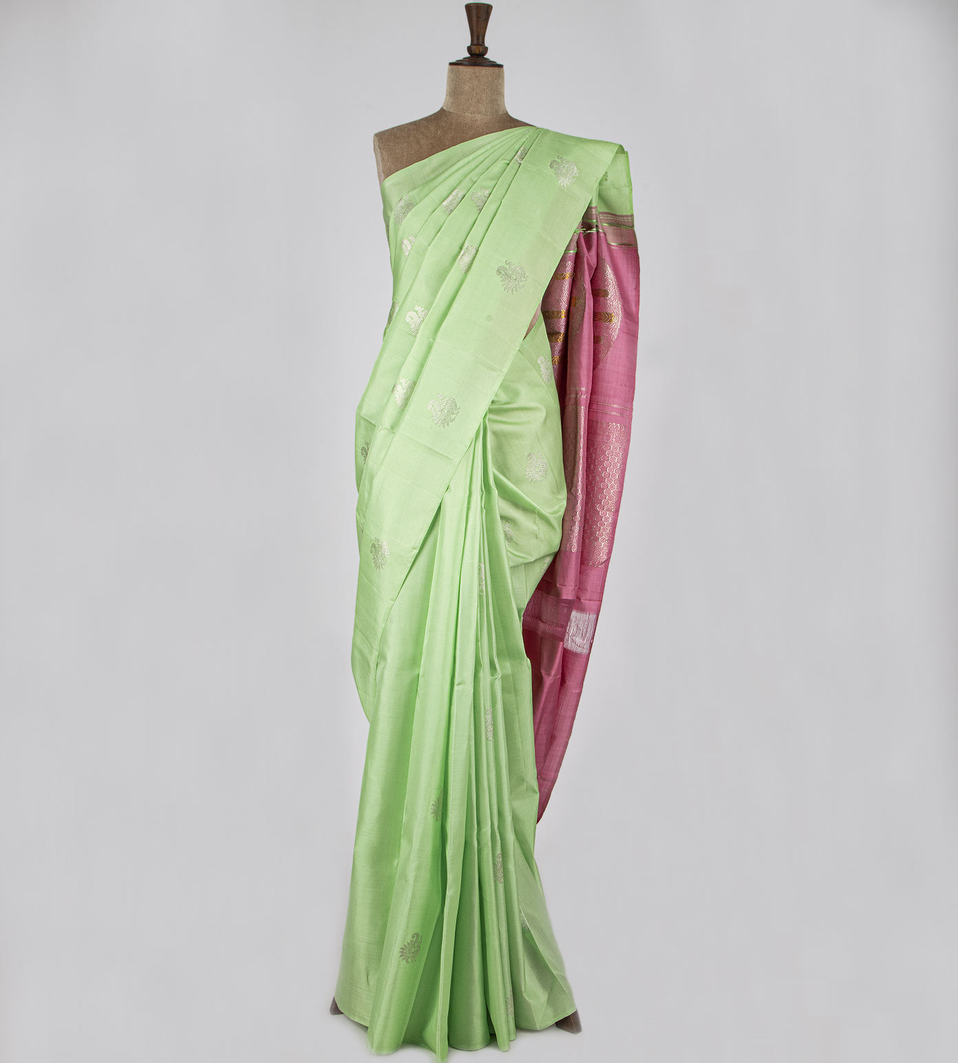 Mint Green Kanchipuram Silk Saree