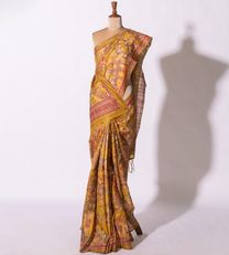 Yellow Tussar Embroidery Saree1