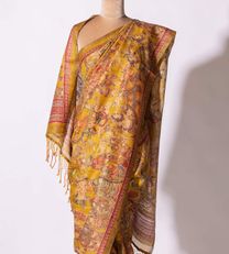 Yellow Tussar Embroidery Saree2