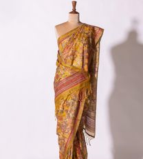 Yellow Tussar Embroidery Saree4