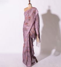 Light Purple Linen Printed Saree1