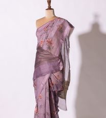 Light Purple Linen Printed Saree2