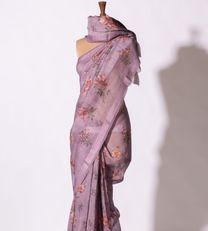 Light Purple Linen Printed Saree3