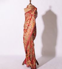 Red Tussar Embroidery Saree2