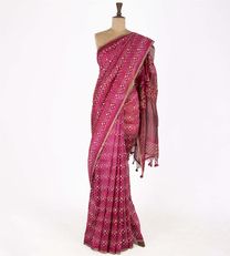 Pink Linen Printed Saree1