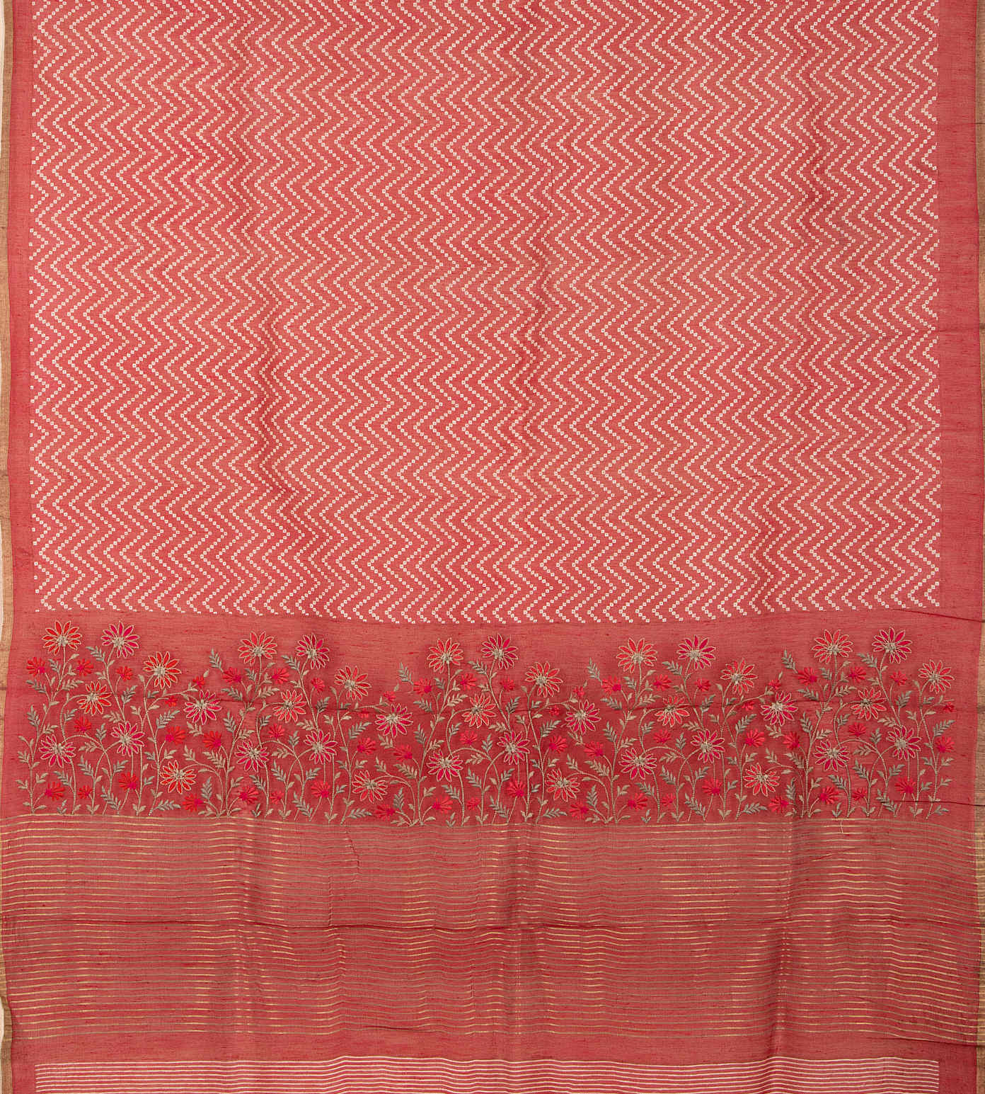 Red Linen Printed Saree3