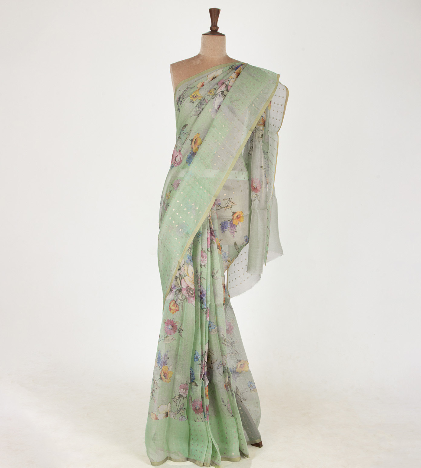 Light Green Organza Printed Saree1