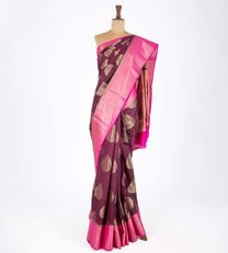 Dark Pink Chaniya Silk Saree1