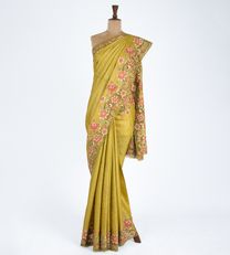 Gold Tussar Embroidery Saree1