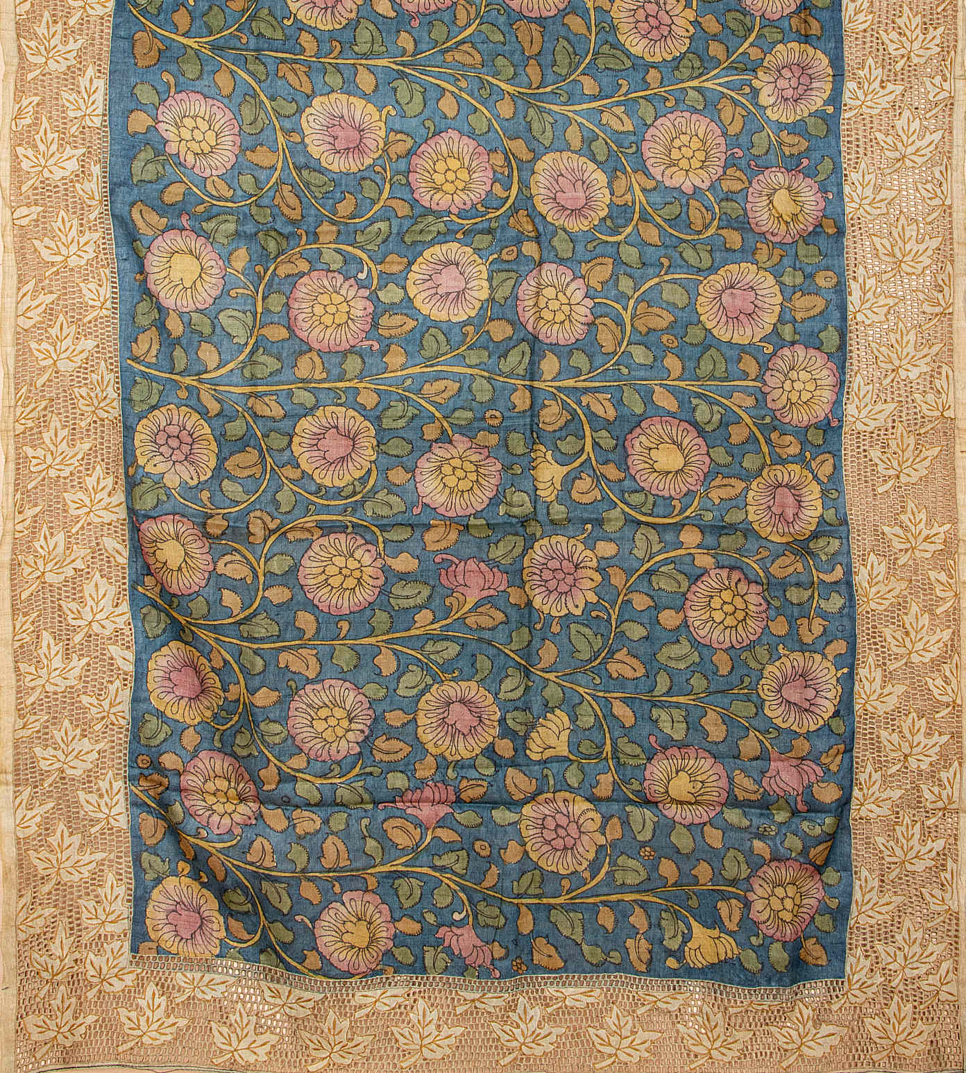 Blue Tussar Cut Work Saree3