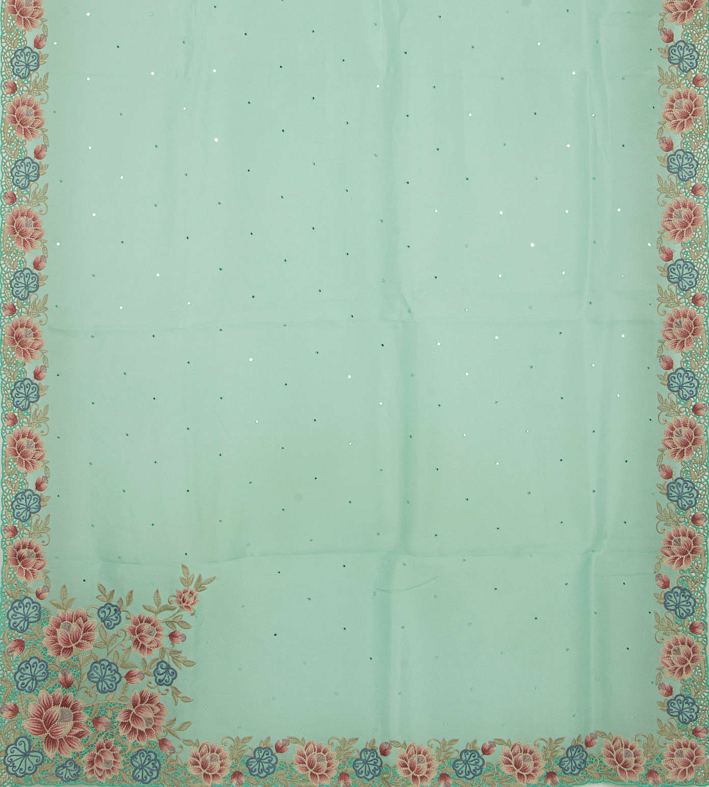 Light Blue Organza Embroidery Saree3