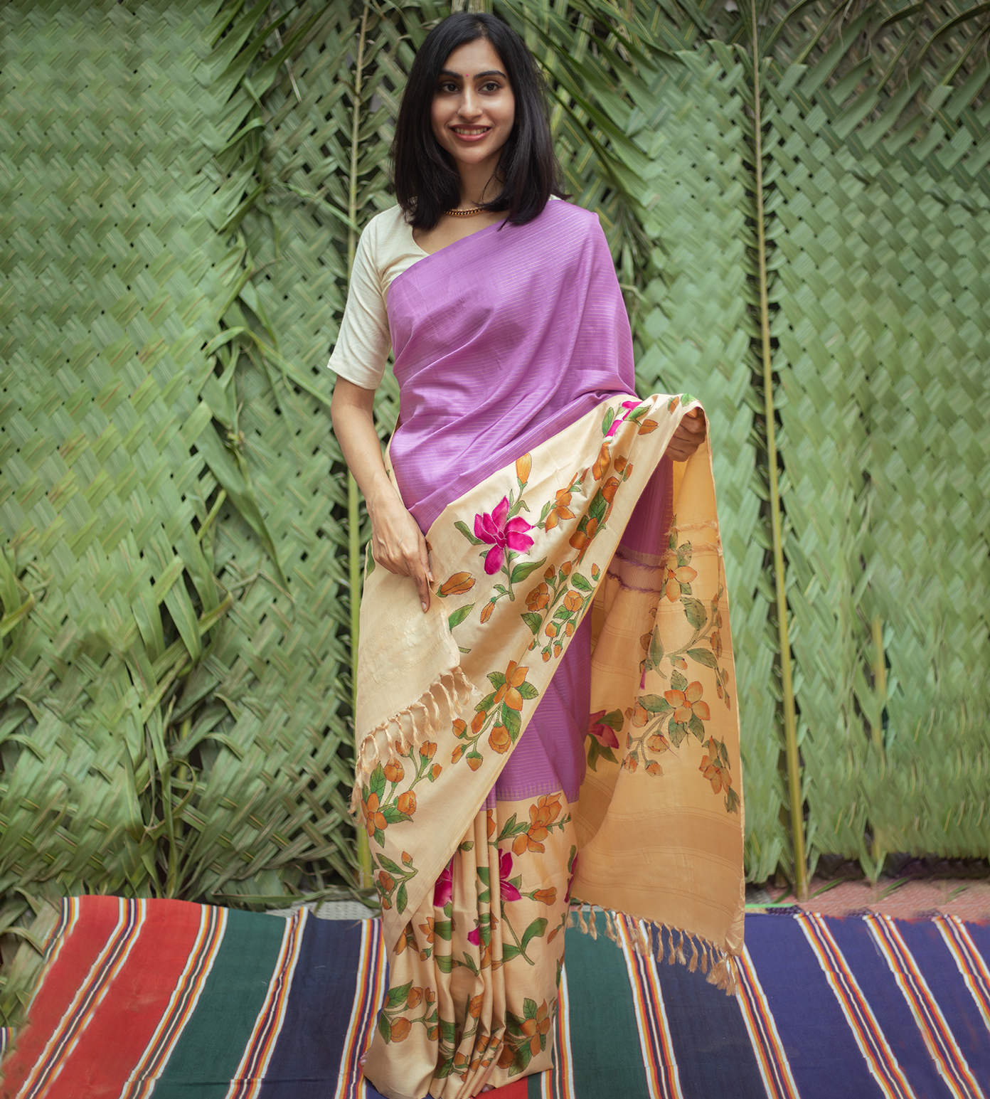 Lavender Kanchipuram Silk Saree