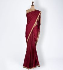 Deep Red Banarasi Silk Saree1
