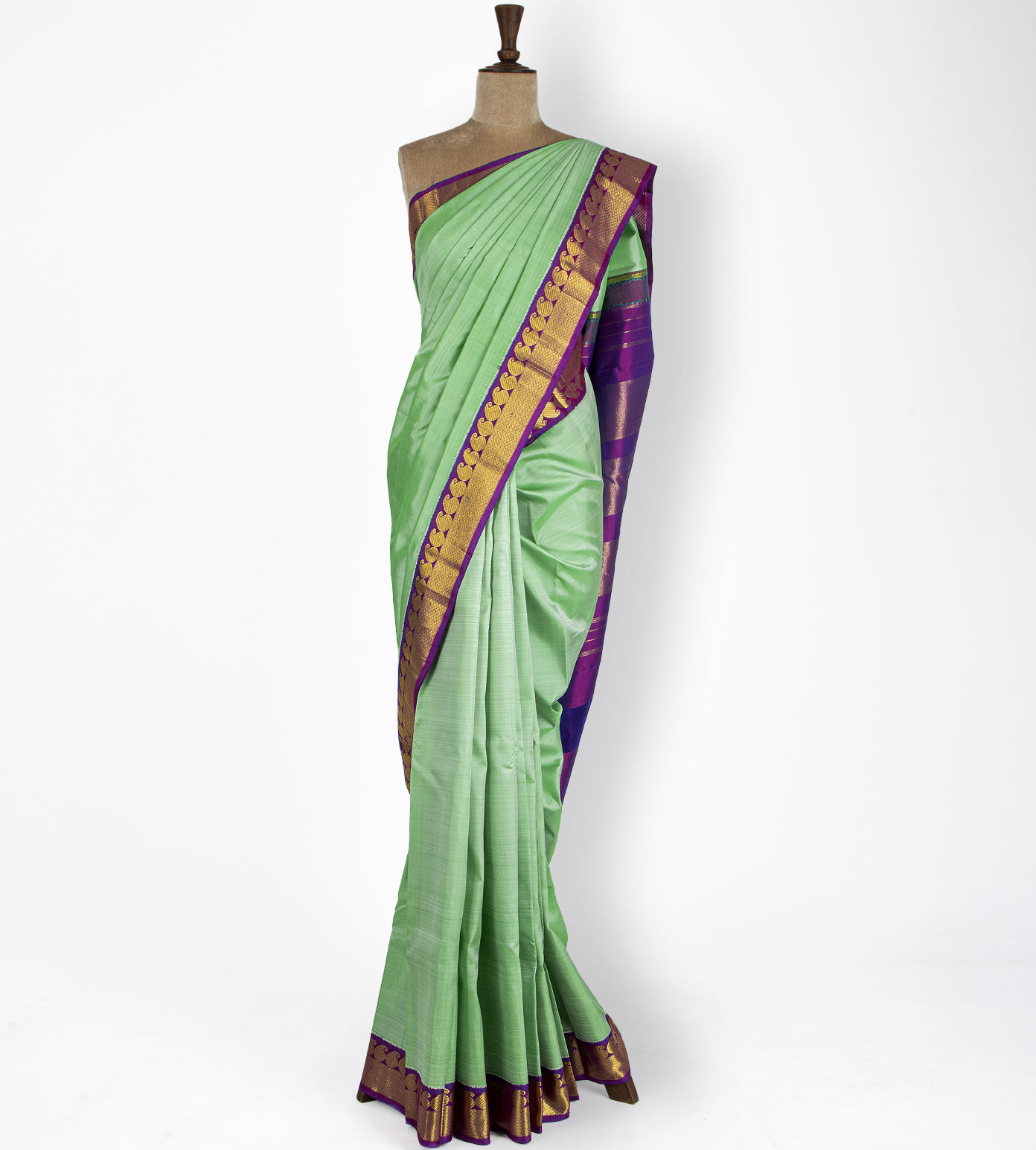 Buy Green Handwoven Kanjivaram Silk Saree T299140