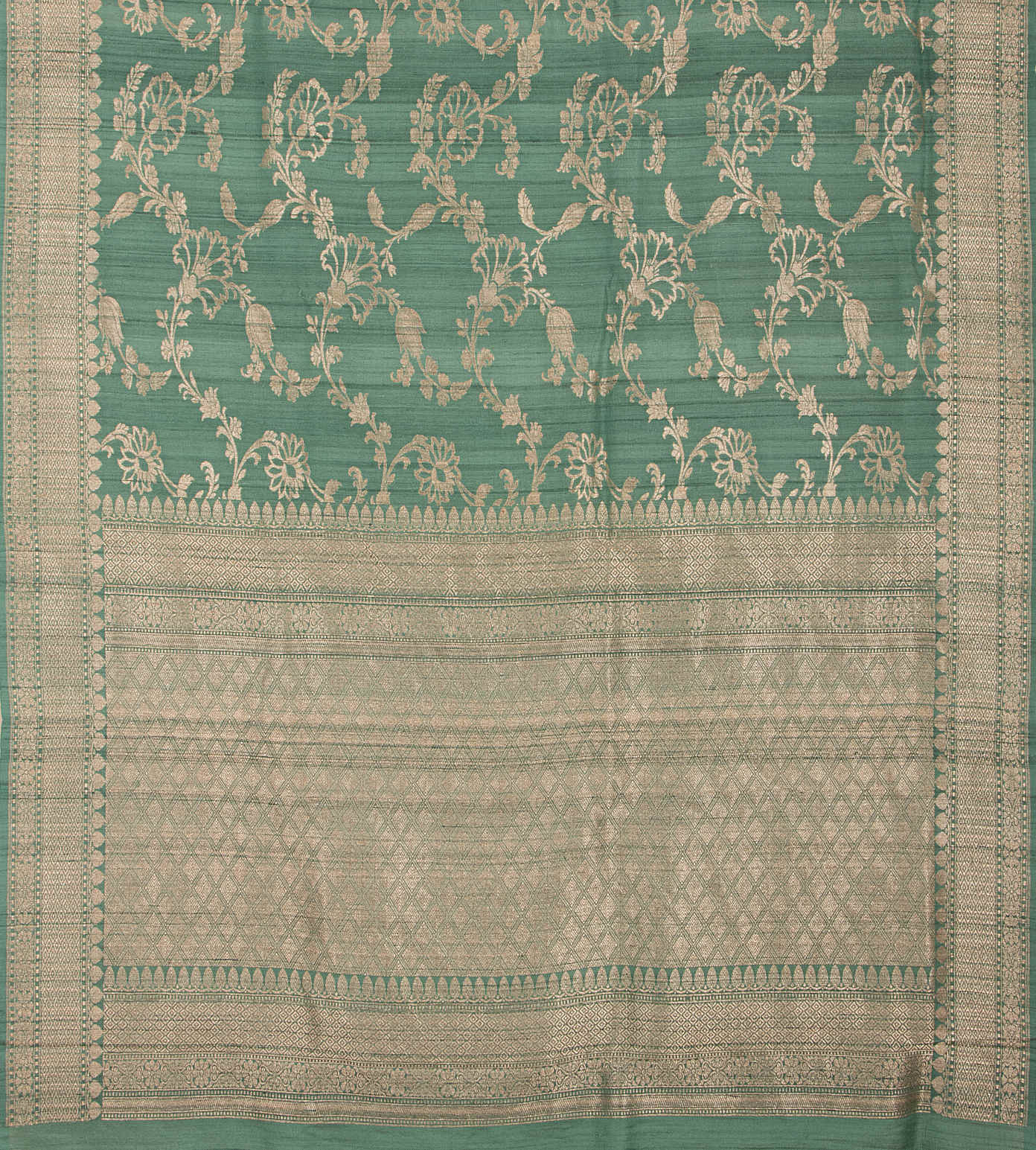 Green Tussar Georgette saree3